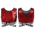 thumbnail image 6 of iiniim Kids Girls Sequin Sleeveless Hip Hop Latin Modern Jazz Dance Crop Tank Top Vest Performance Red 4, 6 of 7