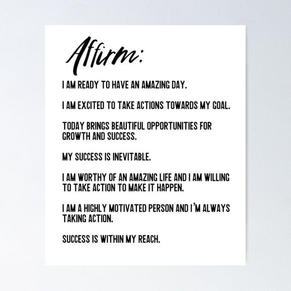 Affirmation For Success Poster- Unframed Poster | Wall Art | Perfect For Home Decor & Gifts, 8x12