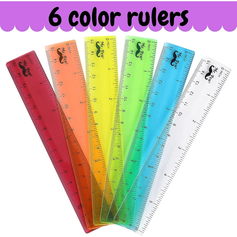 Mr. Pen- Rulers, 6 inch, 6 Pack, Assorted Colors