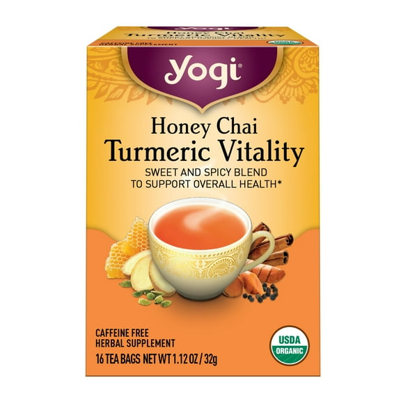 Yogi Tea, Honey Chai Turmeric Vitality 6 Pack, 96 Herbal Tea Bags, Caffeine Free