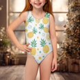thumbnail image 4 of Yuyamidu Girls Swimsuit One Piece Athletic Swimwear Tropical Pineapple Summer Hawaii Swimsuits Quick Dry Sleeveless Bathing Suit Dancewear, 4 of 7