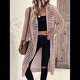 thumbnail image 4 of Cárdigan de Punto Abierto con Mangas 3/4 Caladas para Mujer, Suéter , Top Gris Rosado Pálido, Talla XXL, 4 of 9
