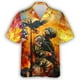 thumbnail image 2 of Camisa hawaiana con estampado 3D de águila y ganado para hombre, diseño gratuito de soldado con bandera de EE. UU., camisas hawaianas con solapa informal, blusa de manga corta, 2 of 5