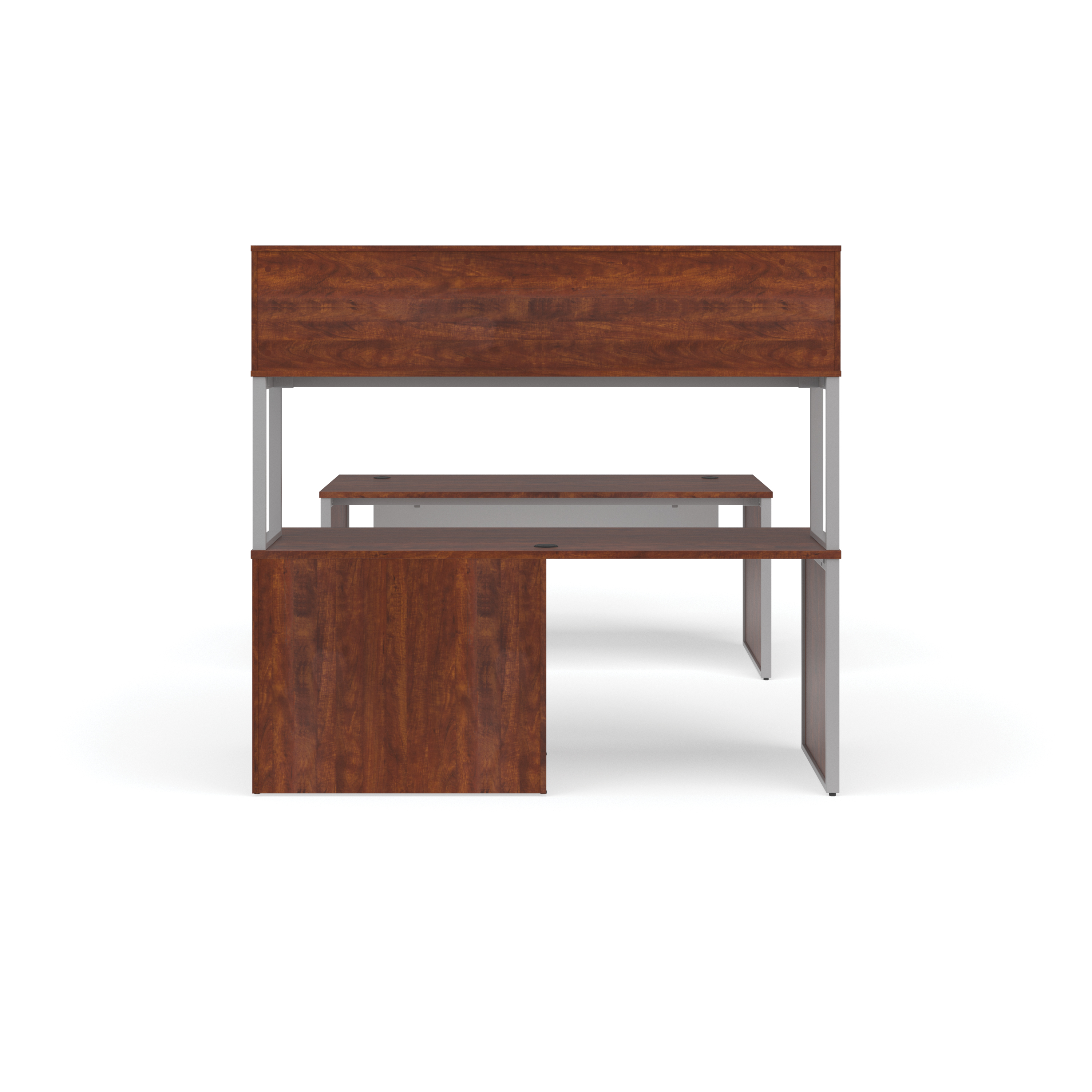 OFM Fulcrum Series Office Furniture Set, 72" Table Desk, 72" Credenza, Lateral Filing Cabinet, Hutch, Modesty Panel, Leg Panels, in White