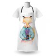 thumbnail image 3 of Cartoon Apron, Fox Lavender Bouquet Scent Calming Drawing Plain Background, Unisex Kitchen Bib with Adjustable Neck for Cooking Gardening, Adult Size, Beige Blue Violet, by Ambesonne, 3 of 4
