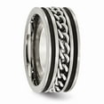 thumbnail image 4 of Stainless Steel Chain/Black IP-plated Brushed & Polished 10mm Band Size: 11; for Adults and Teens; for Women and Men, 4 of 6