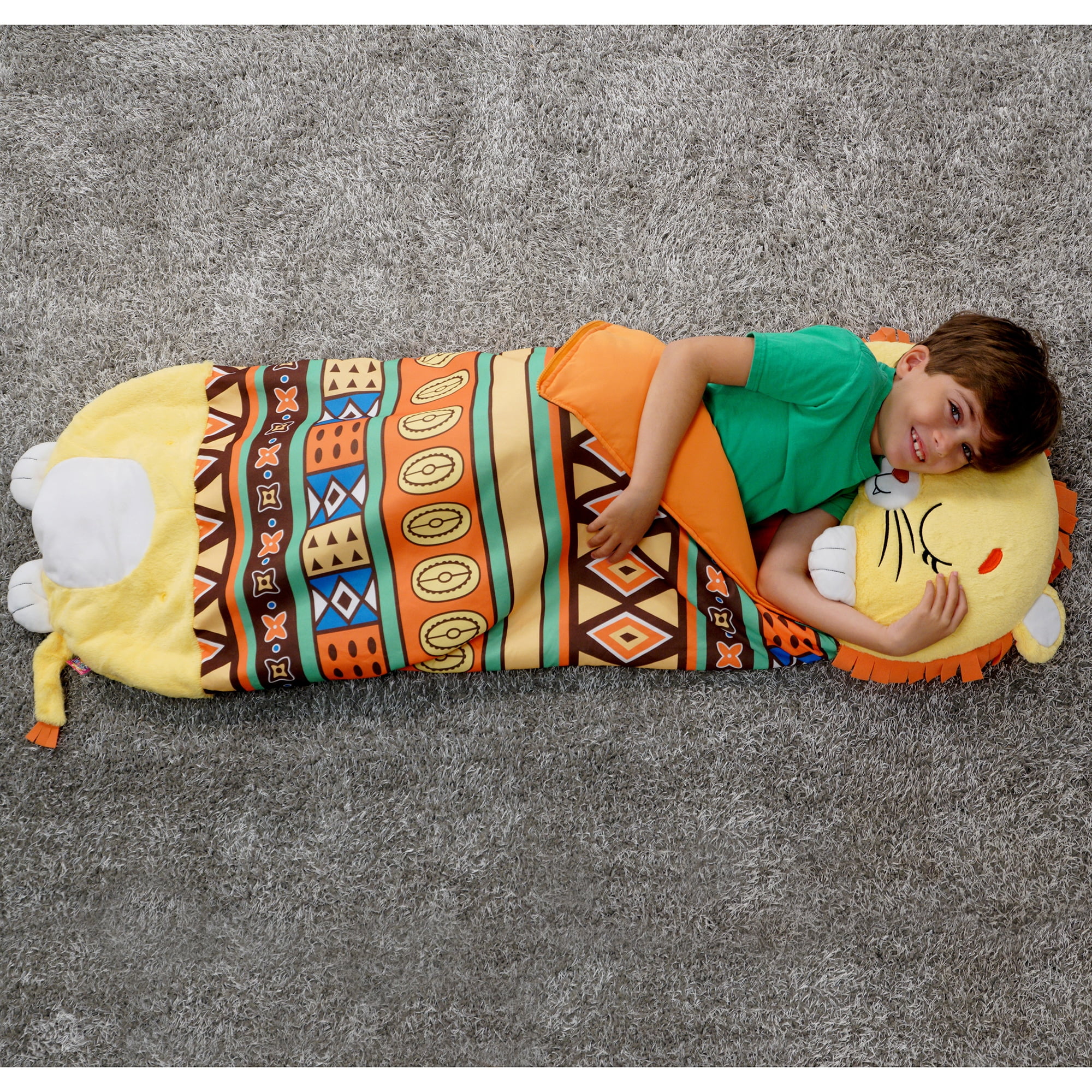 Happy Nappers: Pillow & Sleepy Sack: Medium - Lion Lex - 54 x 20", 2-In-1: Plush Animal Opens Into Sleeping Bag, Soft Play & Nap Character, Kids 3+
