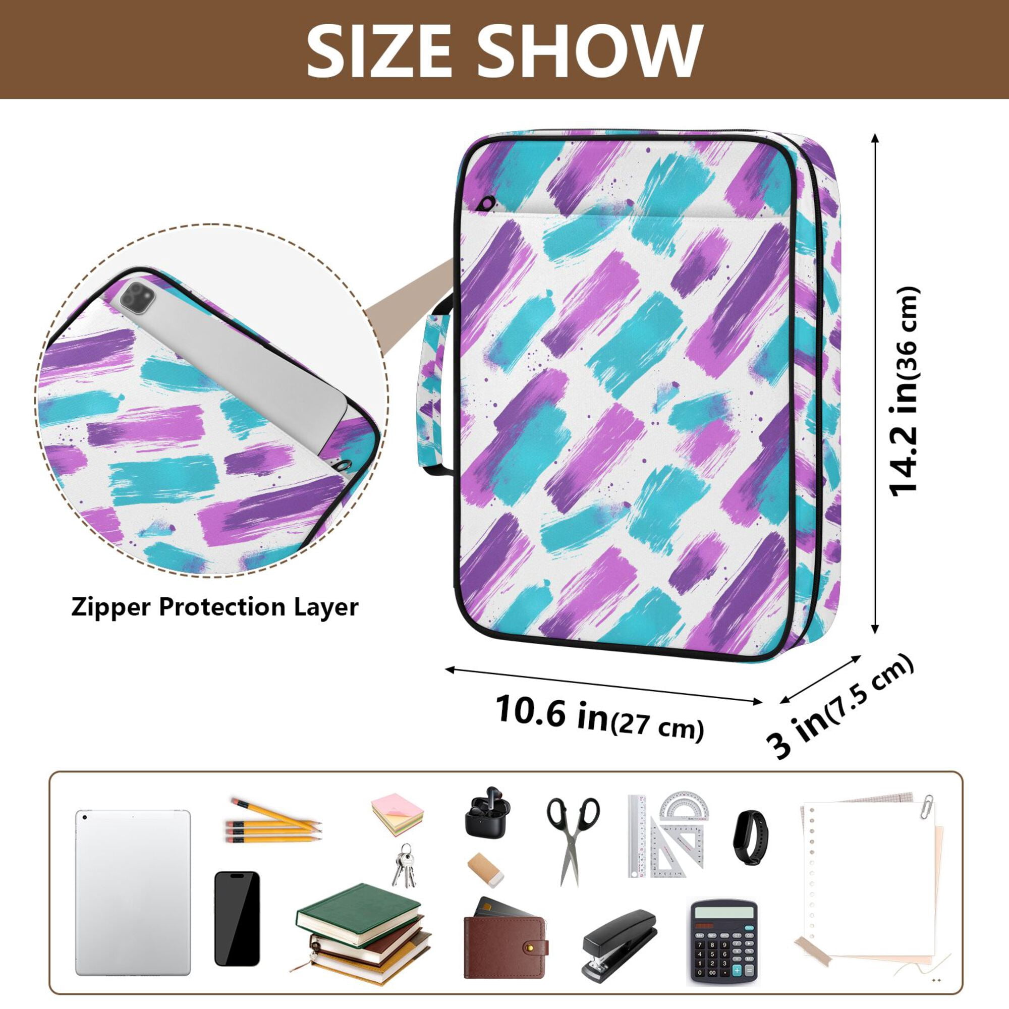 FORMRS Accordion File Folder A4 Size 7-Pocket Expanding Document Organizer Bag with 3 Ring Binder, Purple Drawing