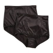 Women's Bali X710 Jacquard Tummy Panel Shaping Brief Panty - 2 Pack (Black/Black 2X)