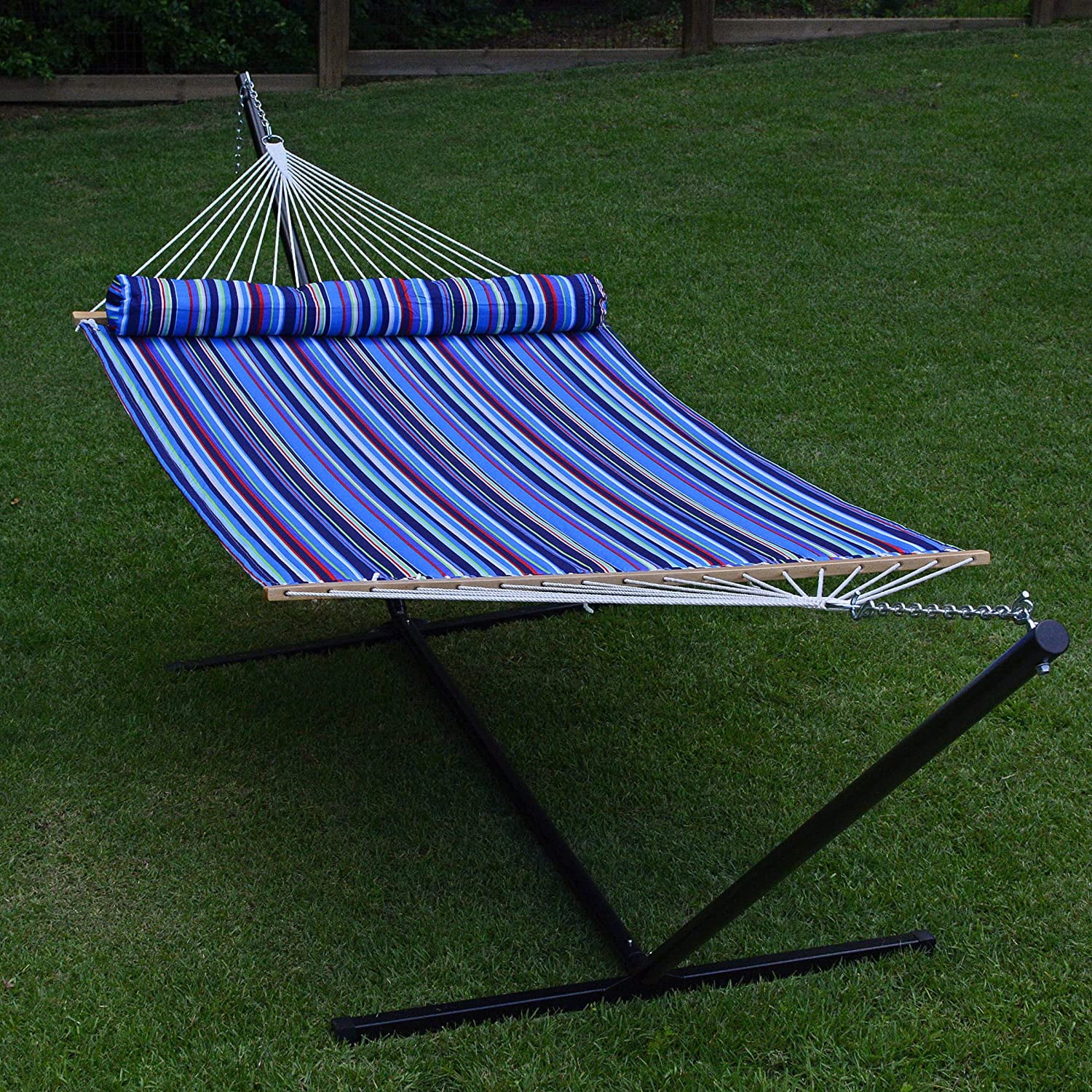 Algoma A41 2949DL 13 ft. Multi Striped Hammock, Blue
