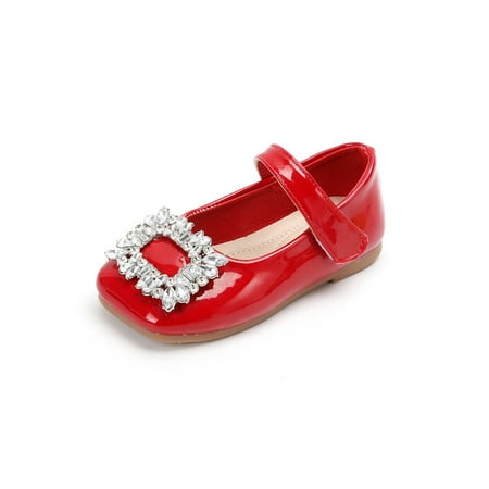

Gomelly Kids Flats Square Toe Dress Shoes Magic Tape Mary Jane Sandals Cute Princess Shoe Girl s Girls Loafers Red 8C