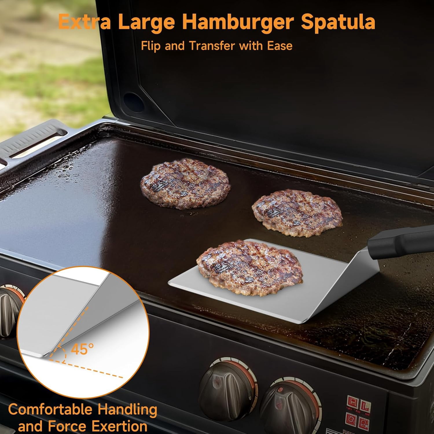 3 Pcs Smash Burger Press Kit Stainless Steel 6 Inch Spatula Seasoning Shaker Replacement Compatible With Blackstone Griddle Flat Top