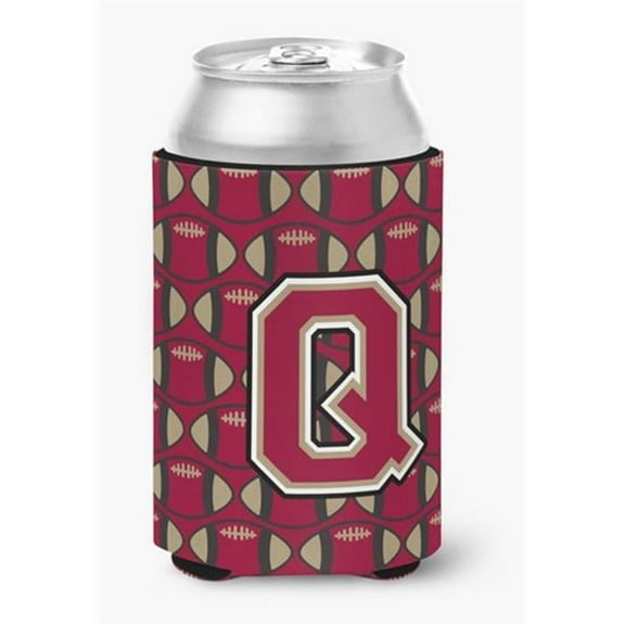 Letter Q Football Garnet & Gold Can or Bottle Hugger