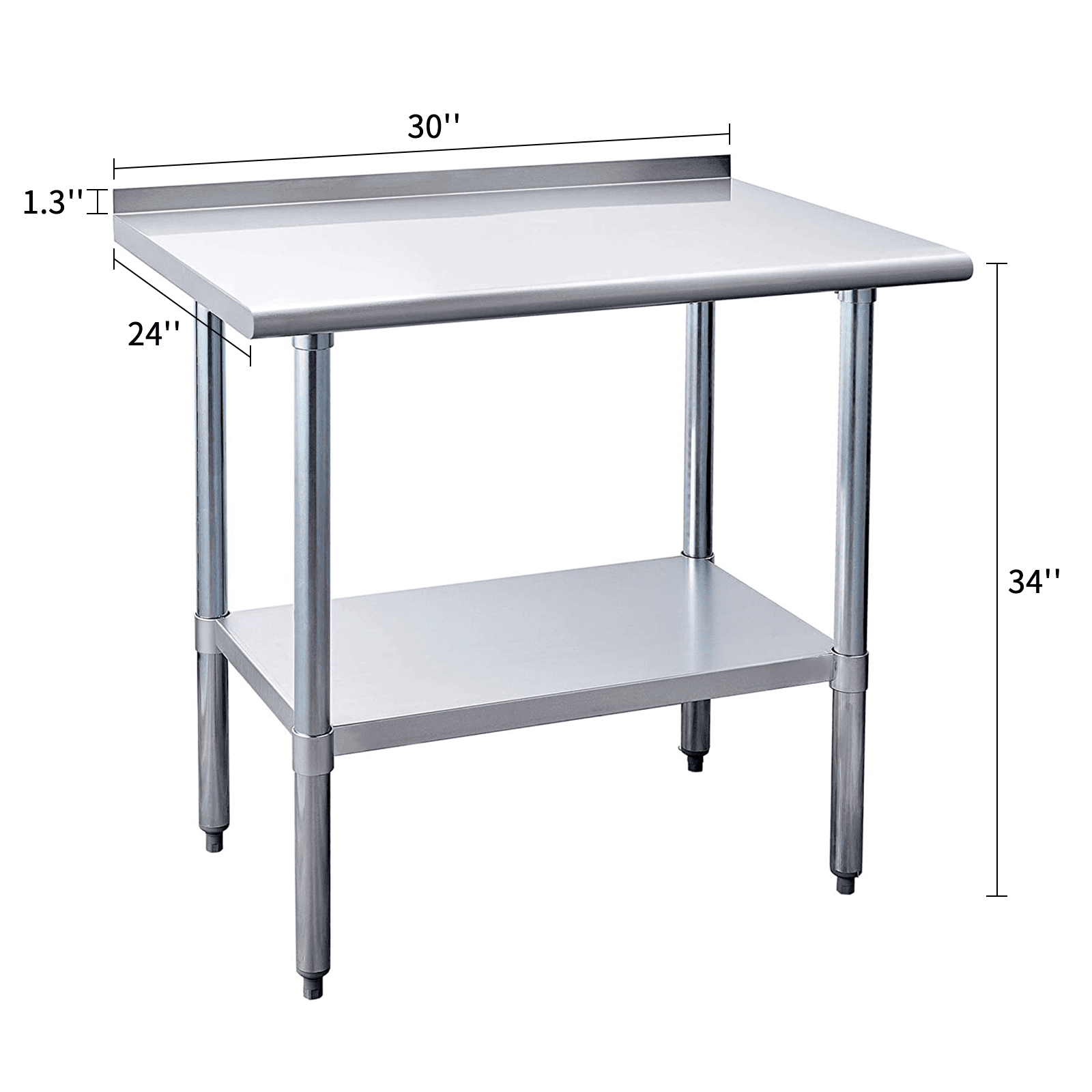 Stainless Steel Table For Prep & Work 24 X 48 Inches With Caster Wheels,  Nsf Commercial Heavy Duty Table With Undershelf And Backsplash Quick  Shipping Available at Unique Piece Furniture Dallas & Acworth