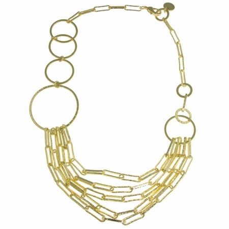 Long Oval Link - X & O 18KT gold plated long geometric round and oval linked necklace