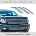 thumbnail image 2 of APS Compatible with Chevy Silverado 1500 2007-2013 Main Upper Lower Bumper Stainless Steel Chrome 8x6 Billet Front Grill Grille Insert Combo C67862C, 2 of 7