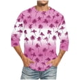 thumbnail image 1 of Fengqque T-shirt de Sport à Manches Sept pour Hommes, Col Rond, Rose m(m), 1 of 4