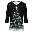 thumbnail image 5 of Mifsaly Merry Christmas Shirts Women 3/4 Sleeve Crewneck Plus Size T-Shirts Gradient Bright Fashion Pullover Tops Festival Party Blouse Holiday Funny Outfits 2025, 5 of 5