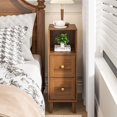thumbnail image 6 of Narrow Nightstand Set of 2, Slim Wooden Bedside Tables with 2 Drawers, Skinny Mid Century Modern End Tables, Walnut, 6 of 9