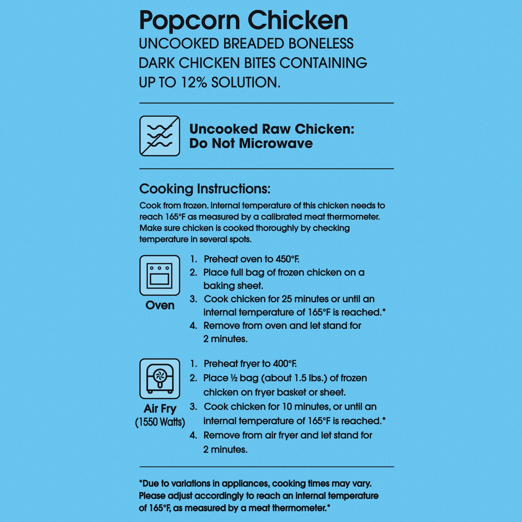 Great Value Black Pepper Popcorn, Ready to Cook Popcorn Chicken, 11g Protein, 3 lb (Frozen)