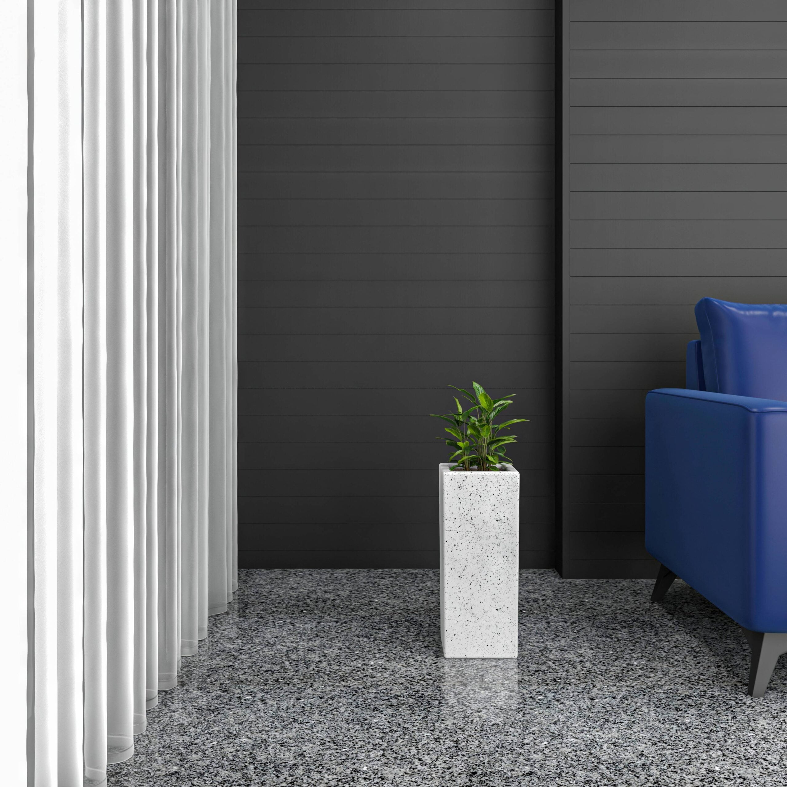 LeisureMod Terra Fiberstone and MGO Clay Planter, Mid-Century Modern Tall Square Planter Pot for Indoor and Outdoor (Dotted White, 20 Inch)