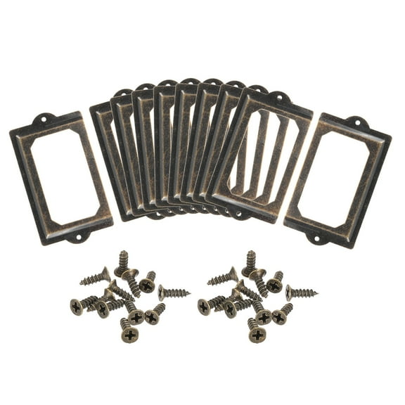 Metal Label Holders, 124x70mm 10Pack File Name Card Tag Label Frame, Bronze Tone