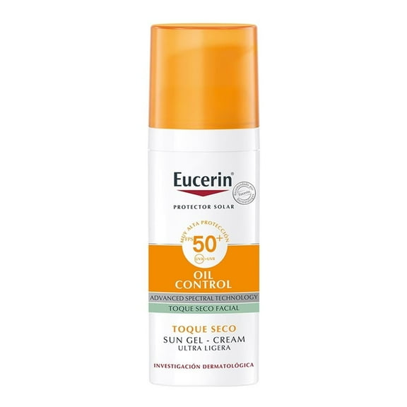 Protector solar facial Eucerin control de brillo para piel grasa FPS 50 50 ml