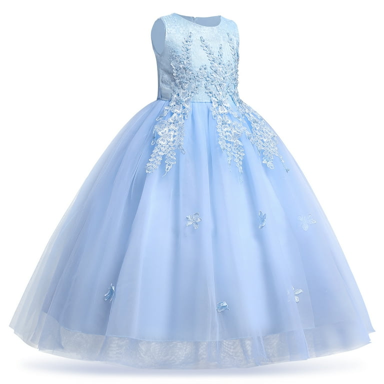IBTOM CASTLE Kids Girls Flower Vintage Lace Princess Long Dress