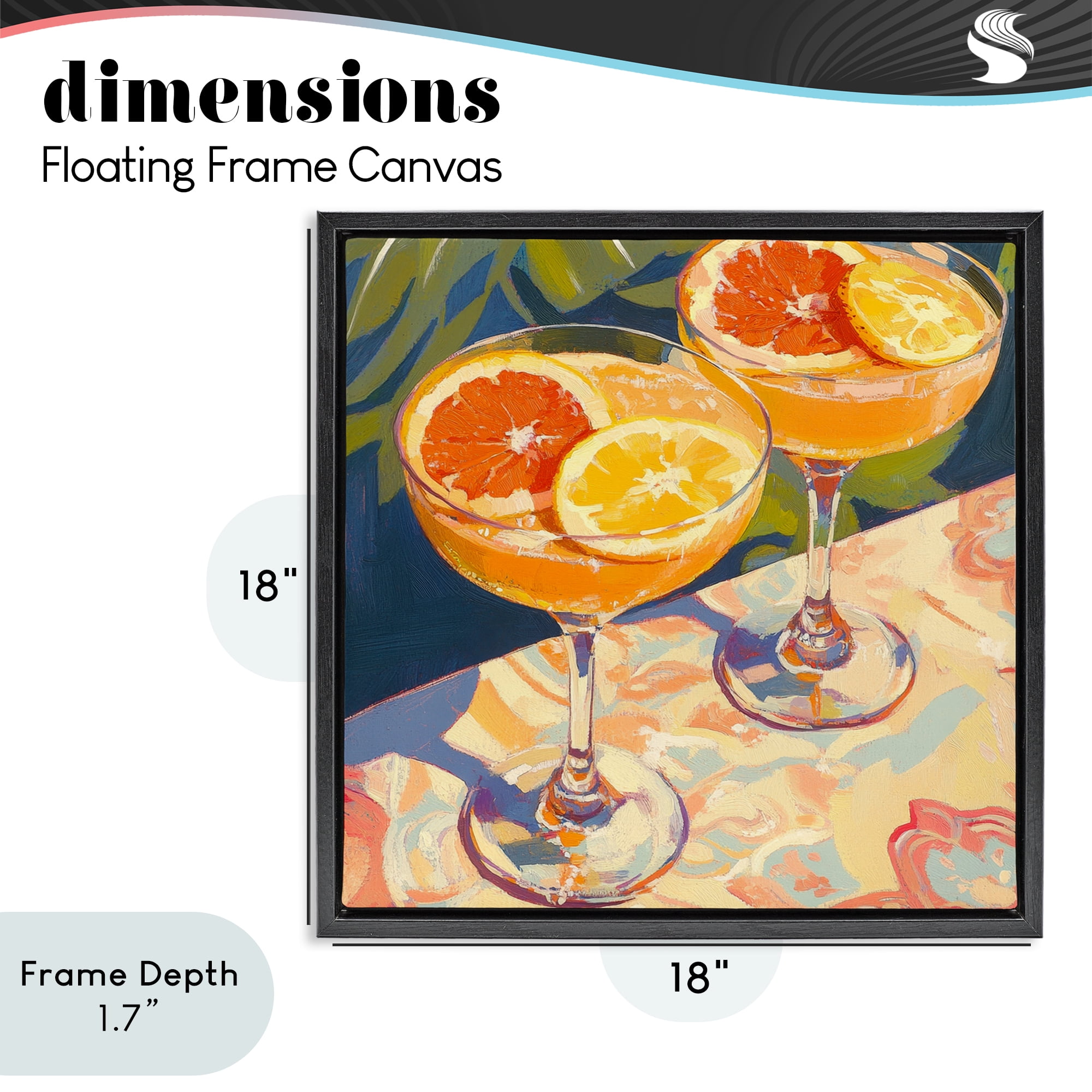 Stupell Industries Fruity Summer Cocktails Black Framed Floater Canvas Wall Art, design by Petal Prints Design