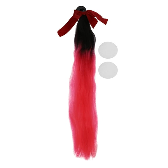 Motorcycle Helmet Accessories Decoration Bow Ponytail for Motorcycle Bicycle Skiing Helmets Black Pink High-temperature Silk PU Glue 1 Set