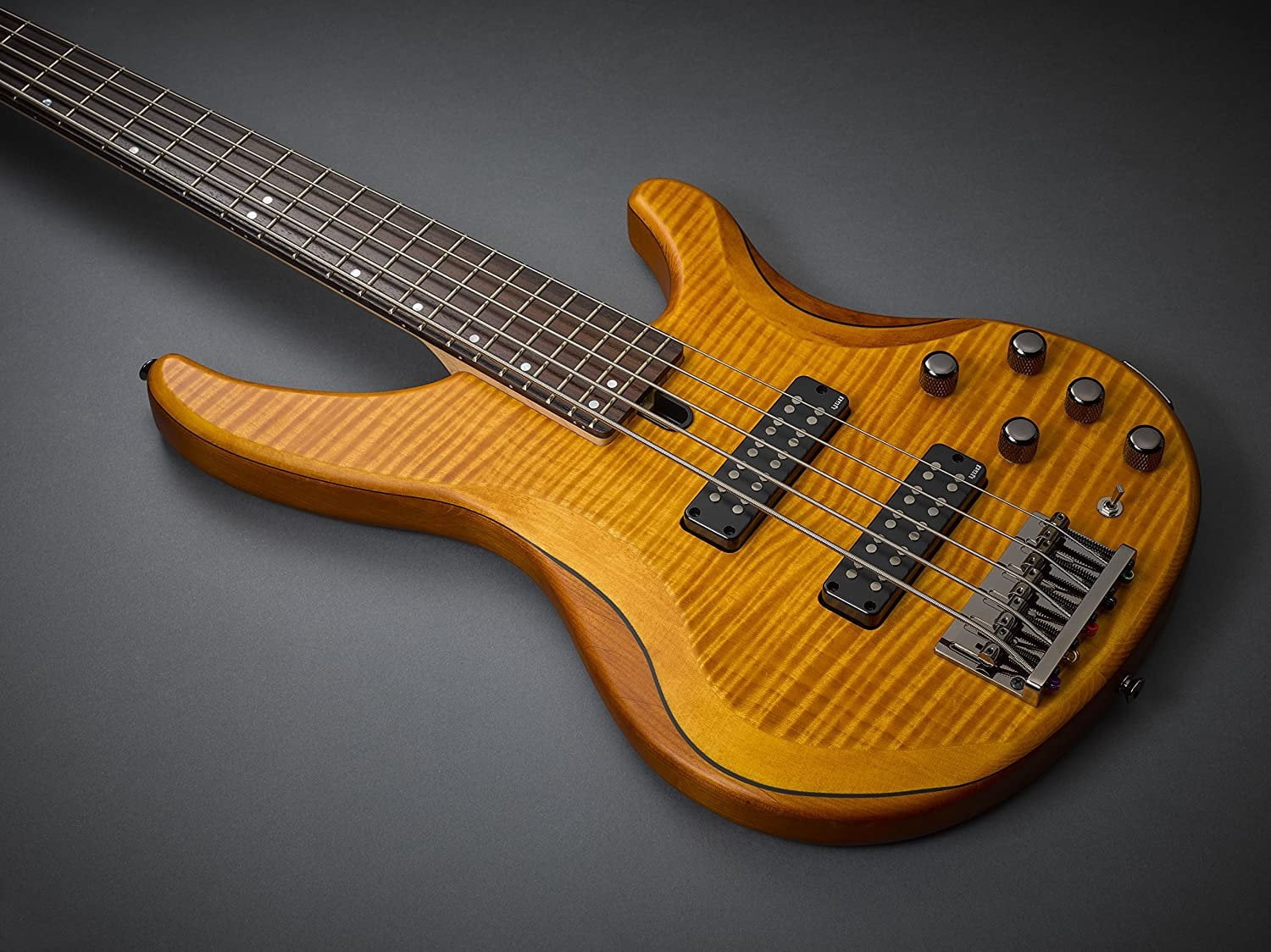 Yamaha TRBX605FM 5-String Bass Guitar with Flame Maple Top - Matte Amber