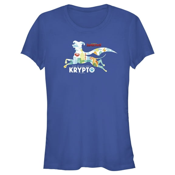 Junior's DC League of Super-Pets Krypto Silhouette  Graphic Tee Royal Blue 2X Large