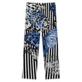 thumbnail image 4 of Striped Background Blue Butterflies Winter Female Pants Flannel High Waist Women Pants Lady Warm Straight Leg Plush Trousers, 4 of 7