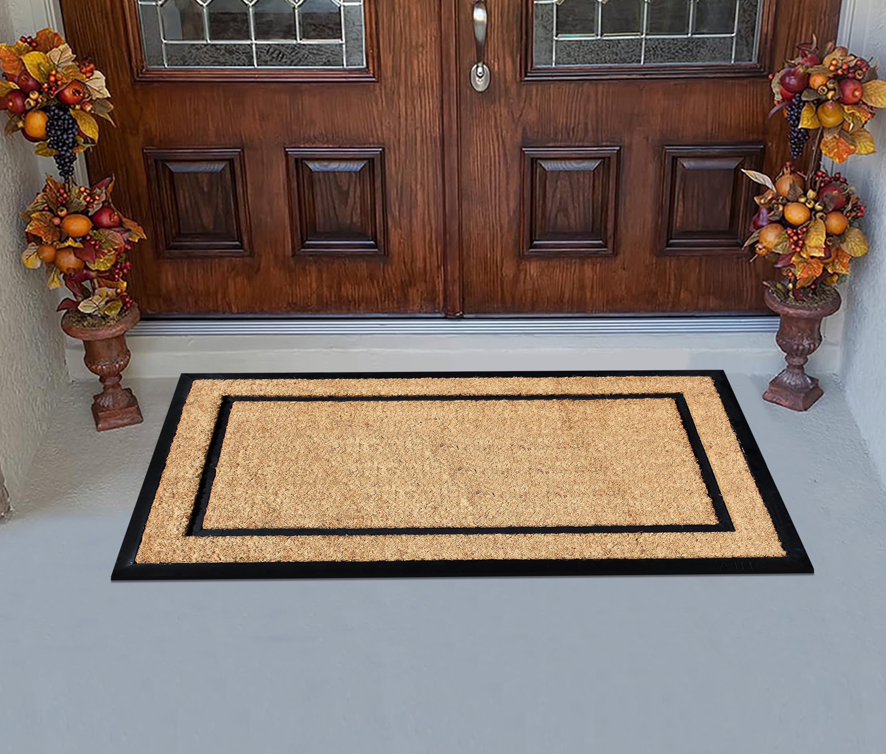 A1HC Entrance Coir and Rubber Door Mat, 24” x 48”, Durable Large Outdoor Rug, Non-Slip Welcome Doormat, Low-Profile Heavy Duty for Front Door Mats