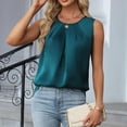 thumbnail image 7 of QUNYINEY Womens Tank Tops Solid Satin Summer Tops Pleated Tie Neck Sleeveless Loose Fit Shirts for Women, 7 of 7