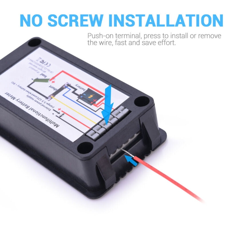 LCD Display DC Battery Monitor Meter 0-200V Voltmeter Ammeter For RV Solar Car
