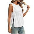 thumbnail image 5 of ATOYSOY Tied Side Peplum Tank Tops for Women Solid Color Sleeveless Loose Fitted Empire Soft Tank Tops Elegant Waist Summer Comfortable Casual Daily Tops, 5 of 7