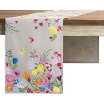 Maison d' Hermine Jardin D'ete - Fog 100% Cotton Table Runner for Party | Dinner | Holidays | Kitchen | Spring/Summer [Double Layer (14.5 Inch by 72 Inch)]