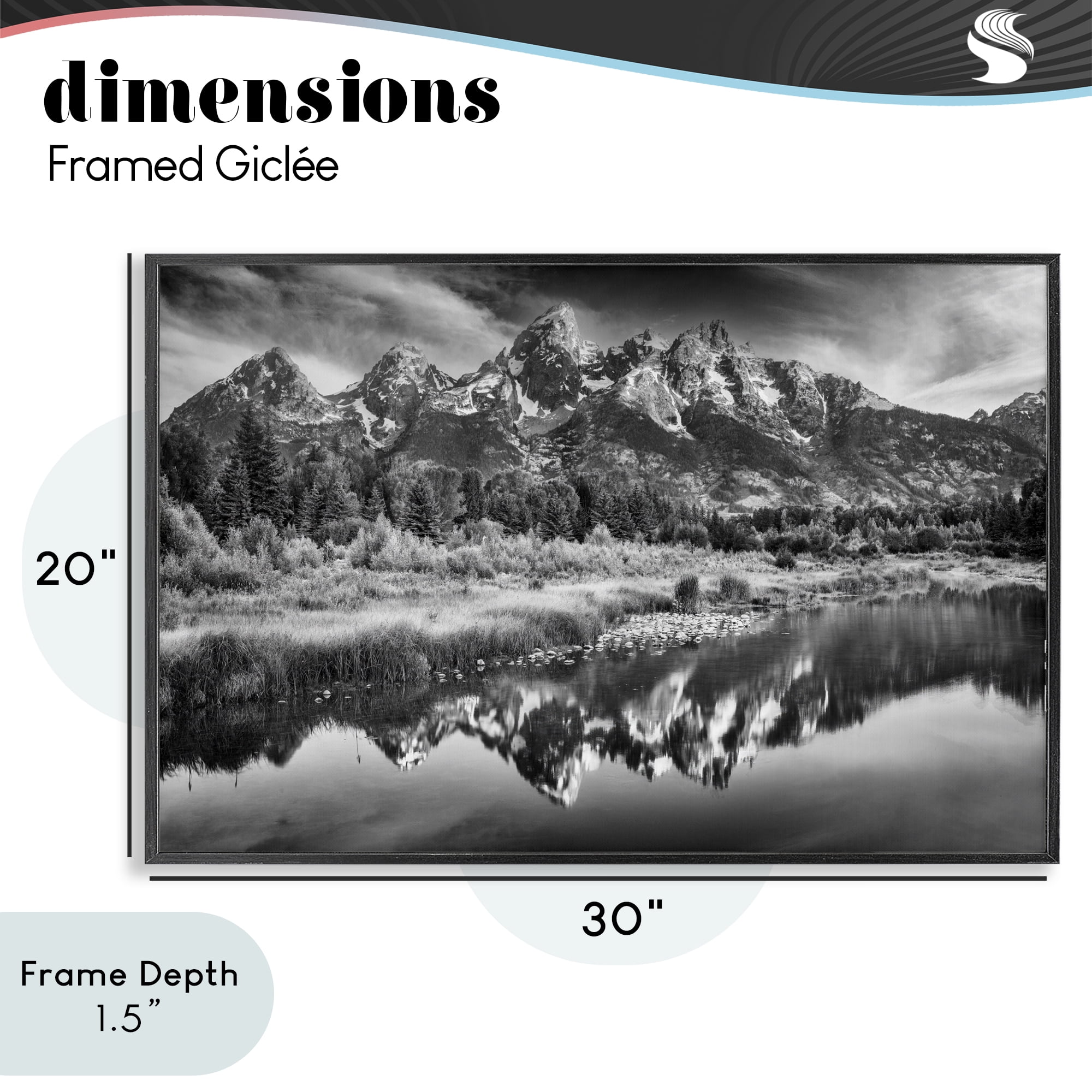 Stupell Industries Teton Mountain Reflections Black Framed Giclee Art, design by Rick Berk