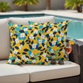 thumbnail image 5 of Pastoral Flowers Pillow Covers 2 Pack White Flowers Blue Leaf Yellow Back Pillowcase Waterproof Outdoor Throw Pillow Cover for Patio Garden Square Cushion 26”x26”, 5 of 9