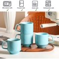 thumbnail image 2 of Adewnest Stackable Coffee Mugs Set: 13 oz Ceramic Stacking Cups for Cappuccino Latte Tea - Microwave Safe Mug for Home & Office - 4 PCS, 4 Color Assorted, 2 of 7