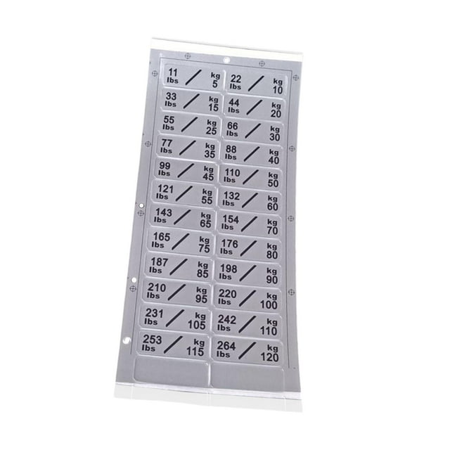 Etiquetas para apilar pesas, pegatinas para discos de pesas para culturismo, entrenamiento de fuerza 5 kg de plata