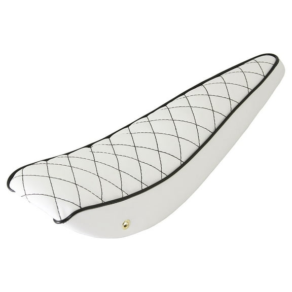 Bike 20 Dimond Banana Saddle Vinyl All White Black/Stitch.