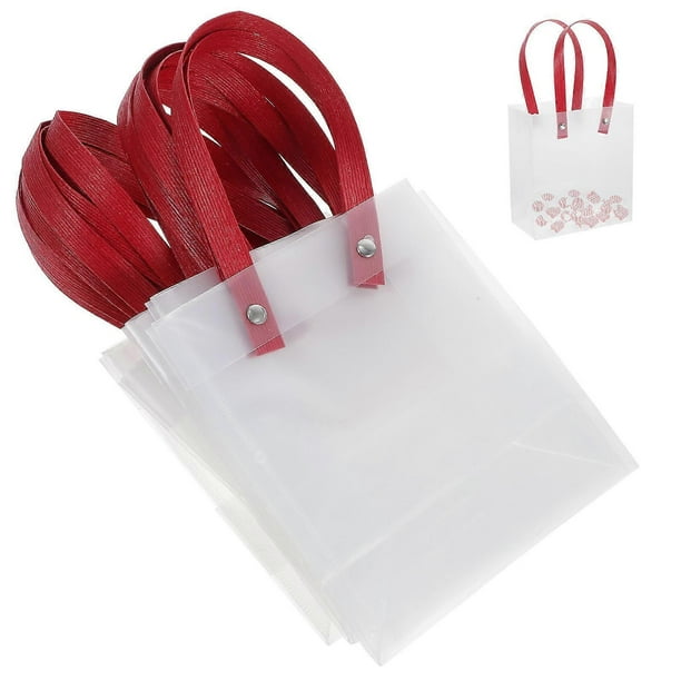 Goodie Candy Bags Rectangular Frosted Clear Plastic Handles Bulk Party Favor Bags Christmas Thanksgiving 10Set