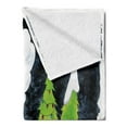thumbnail image 2 of Christmas Soft Flannel Fleece Throw Blanket, Village with Mushroom Houses Trees Snowman at Night North Pole Star Watercolor, Cozy Plush for Indoor and Outdoor Use, 50" x 60", Multicolor, by Ambesonne, 2 of 5