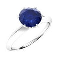 thumbnail image 2 of Multi Prong 6 MM Round Blue Sapphire 925 Sterling Silver Solitaire Women Valentines Day Gifts Ring, 2 of 3