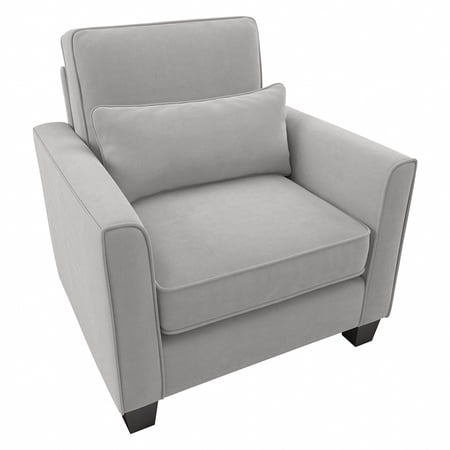 Flare Accent Chair with Arms in Light Gray Microsuede Fabric