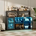 thumbnail image 5 of Homieasy Bar Cabinet with Power Outlets, Liquor Cabinet with Led Lights and Glass Holder, Storage Buffet Cabinet Coffee Bar Cabinet for Liquor, Wine Cabinet with Racks, Black, 5 of 6