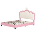 thumbnail image 6 of Jopath Full Size Upholstered Bed, Princess Platform Bed with Headboard, Crown Headboard Design for Toddler Kids Teens Pink, 6 of 9