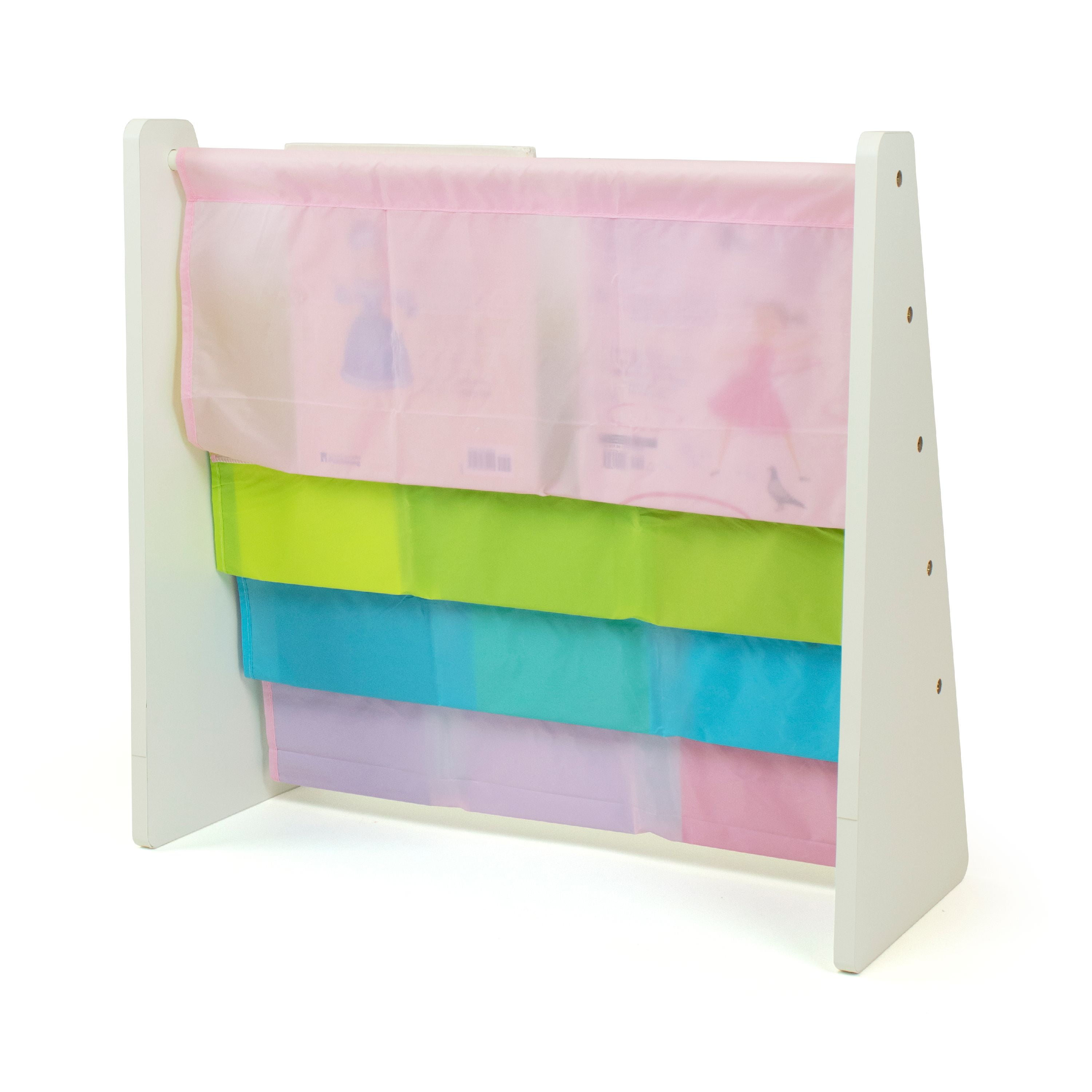 Humble Crew Child Book Rack with Fabric Sling Sleeves, Pastel, 4 Shelves